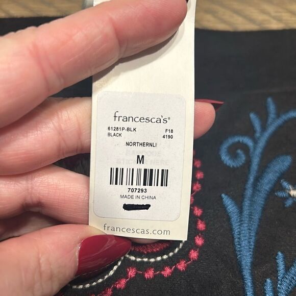 NWT Francesca’s embroidered skirt size medium. Suede feel. - Picture 4 of 11
